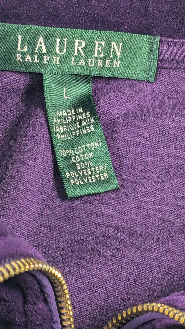 Lauren Ralph Lauren Purple Velour Zip-Up Jacket, Size L, Mob Wife Y2k - Picture 4 of 12